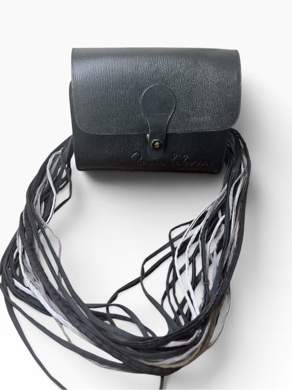 Vintage Romea La Torraca Black Leather Multi-Strand Crossbody Bag